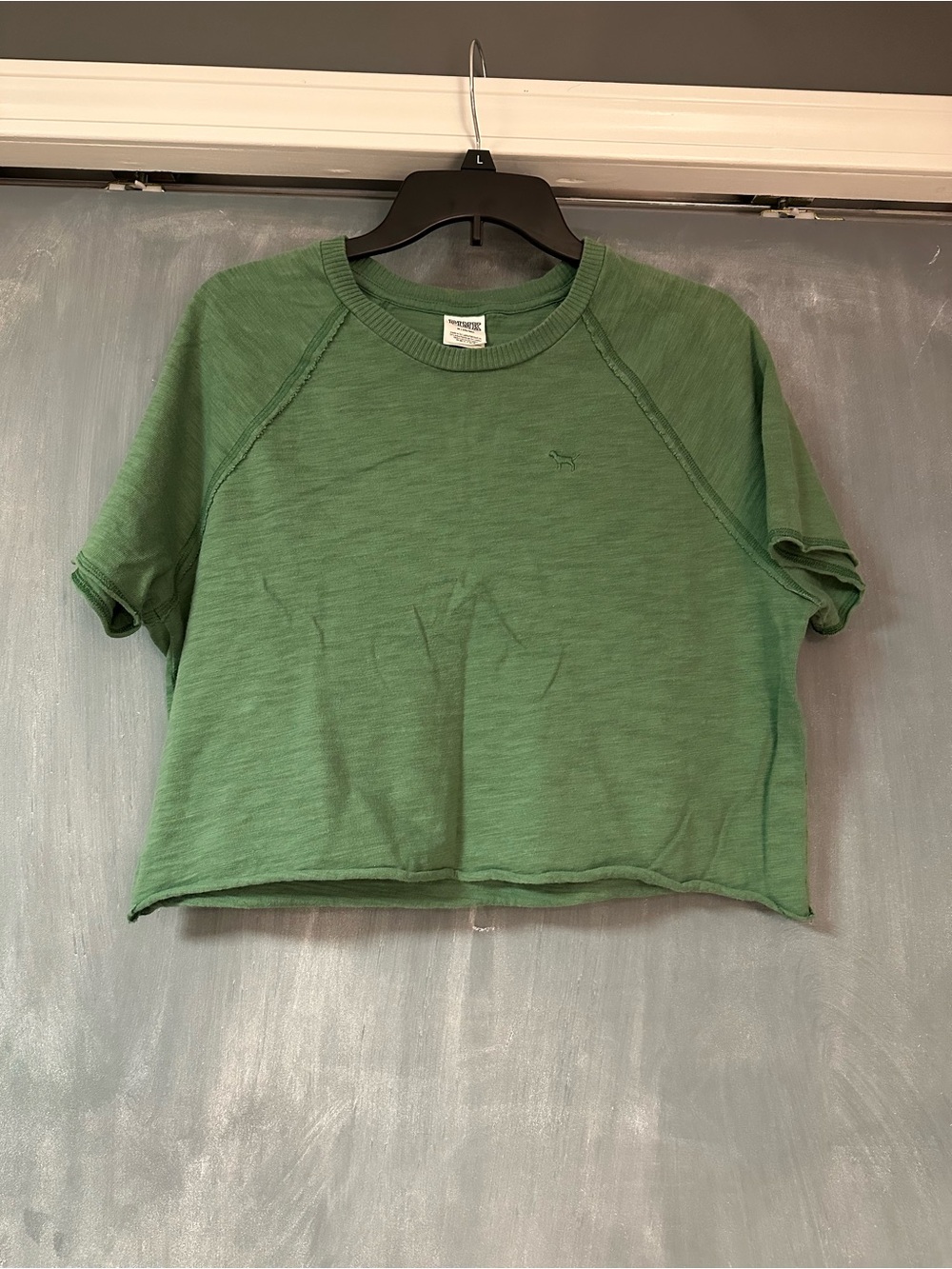 PINK Victoria's Secret Olive Green Cropped Raglan Tee